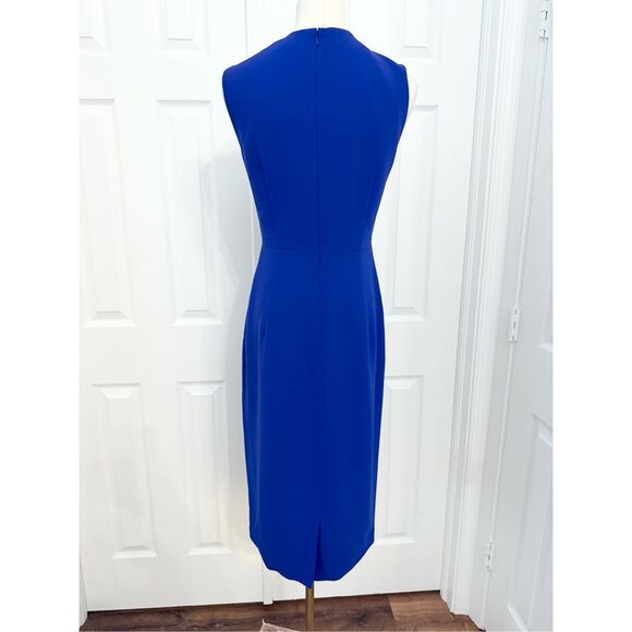 Theory Miyani Admiral Crepe Classic V-Neck Sleeveless Sheath Dress Purple Blue 2 - Picture 3 of 5